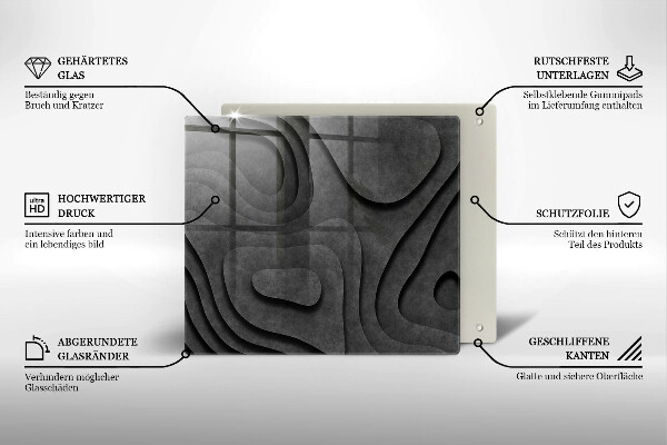 Tűzhelyvédő üveglap 3D kő formák