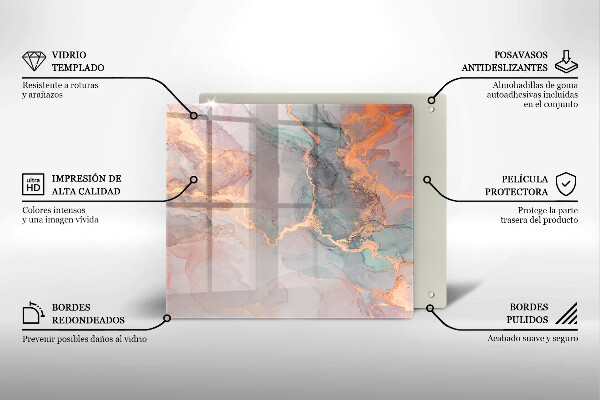 Tűzhelyvédő üveglap Márvány arannyal