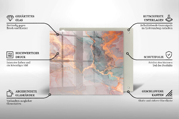 Tűzhelyvédő üveglap Márvány arannyal