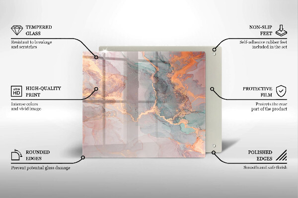 Tűzhelyvédő üveglap Márvány arannyal