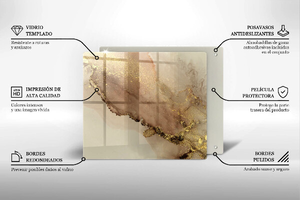 Tűzhelyvédő üveglap Arany absztrakció