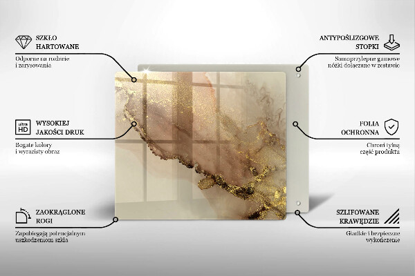 Tűzhelyvédő üveglap Arany absztrakció