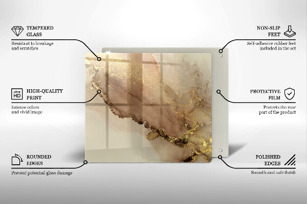 Tűzhelyvédő üveglap Arany absztrakció