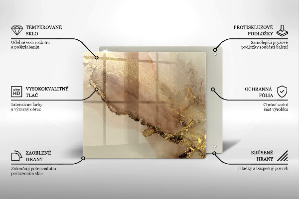 Tűzhelyvédő üveglap Arany absztrakció