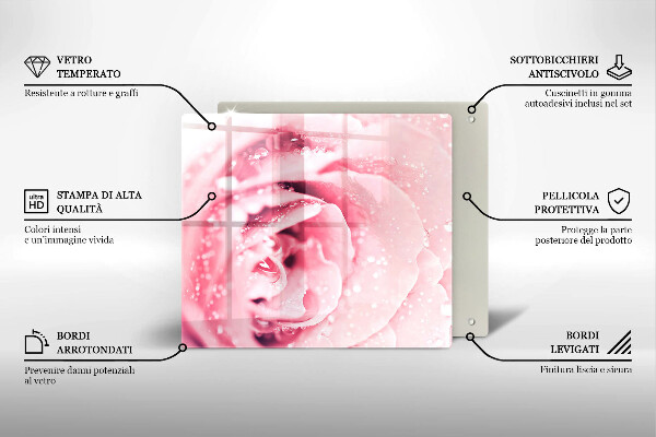 Tűzhelyvédő üveglap Harmatcseppek és rózsavirág