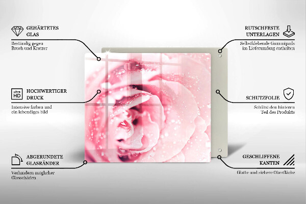Tűzhelyvédő üveglap Harmatcseppek és rózsavirág