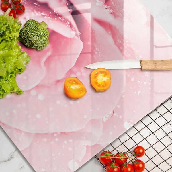 Tűzhelyvédő üveglap Harmatcseppek és rózsavirág