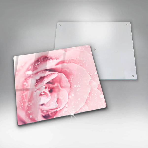 Tűzhelyvédő üveglap Harmatcseppek és rózsavirág