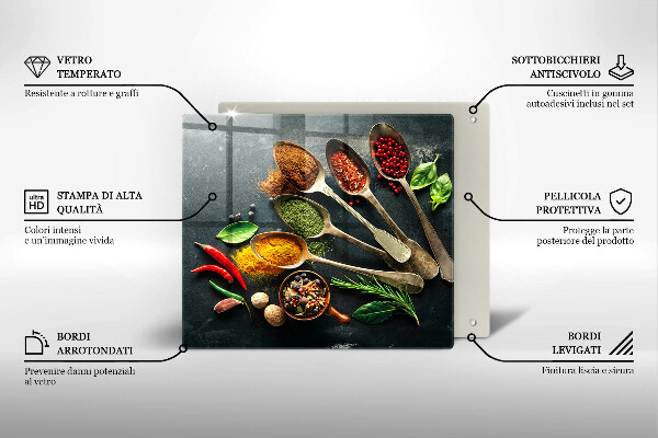 Tűzhelyvédő üveglap Konyhai kanál fűszerek