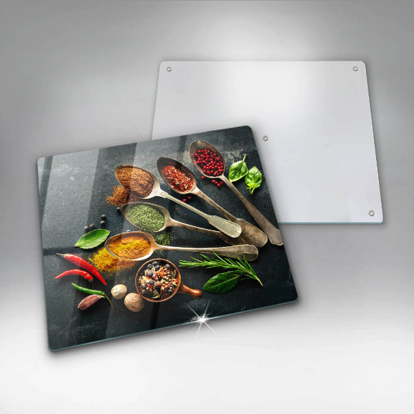 Tűzhelyvédő üveglap Konyhai kanál fűszerek