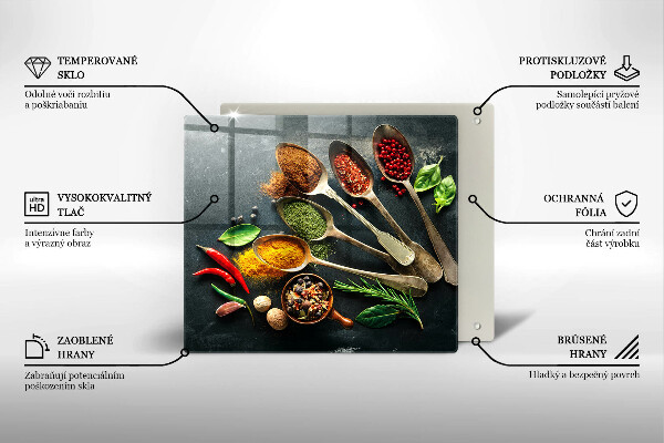 Tűzhelyvédő üveglap Konyhai kanál fűszerek