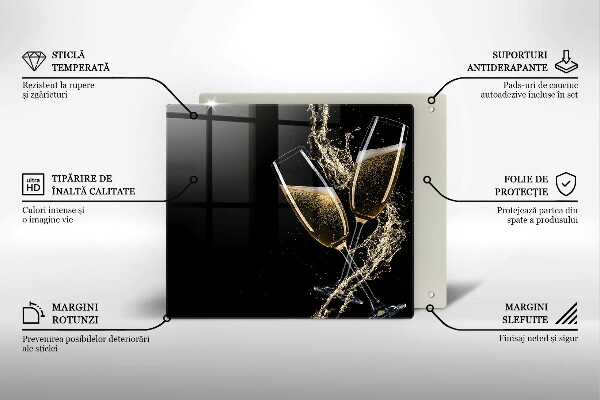 Tűzhelyvédő üveglap Pohár pezsgő