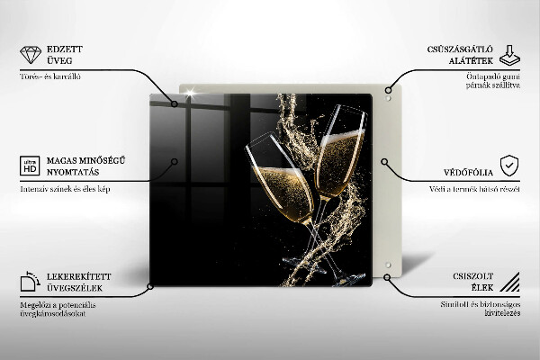 Tűzhelyvédő üveglap Pohár pezsgő