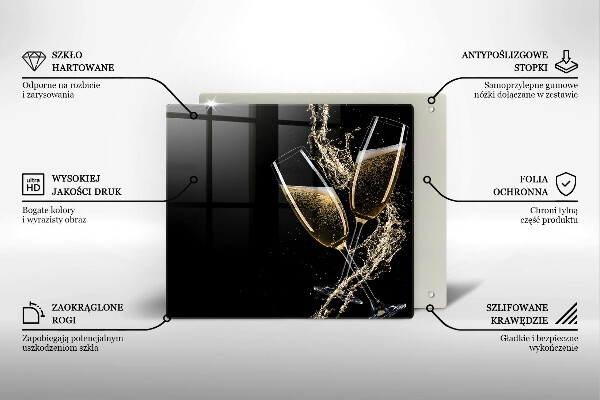 Tűzhelyvédő üveglap Pohár pezsgő