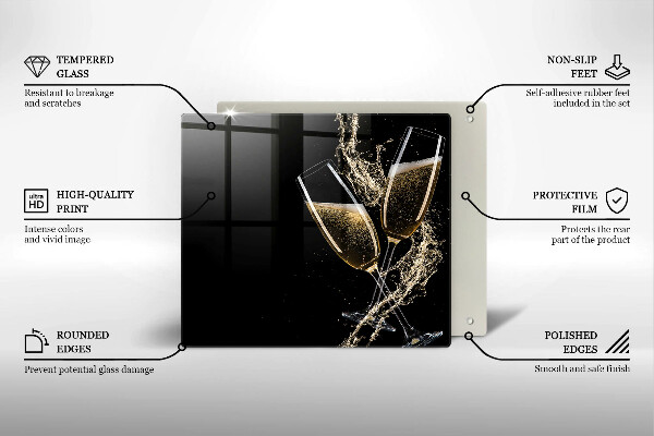 Tűzhelyvédő üveglap Pohár pezsgő