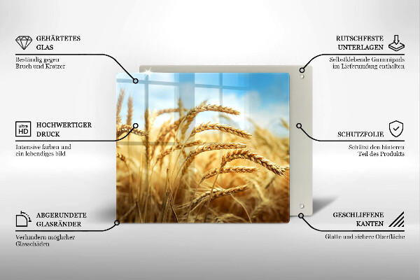 Tűzhelyvédő üveglap Kalász gabonafélék a területen