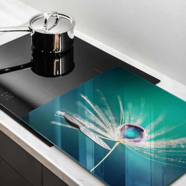 Tűzhelyvédő üveglap Harmat a pitypangon