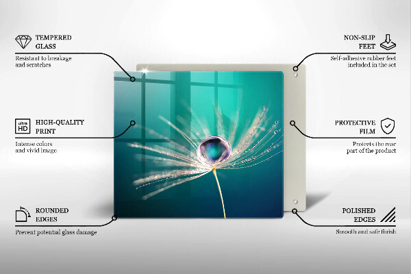 Tűzhelyvédő üveglap Harmat a pitypangon