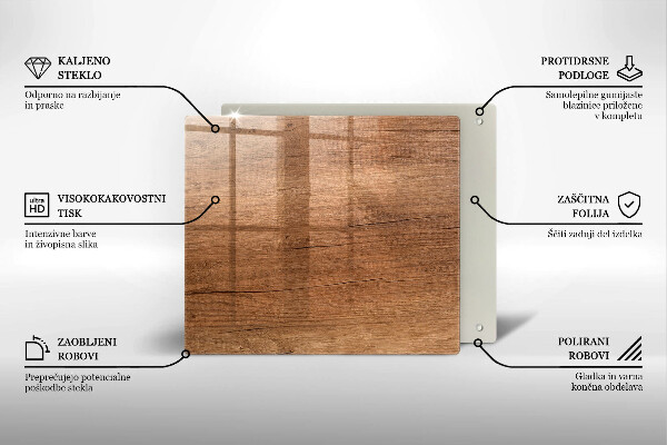 Tűzhelyvédő üveglap Fa textúra