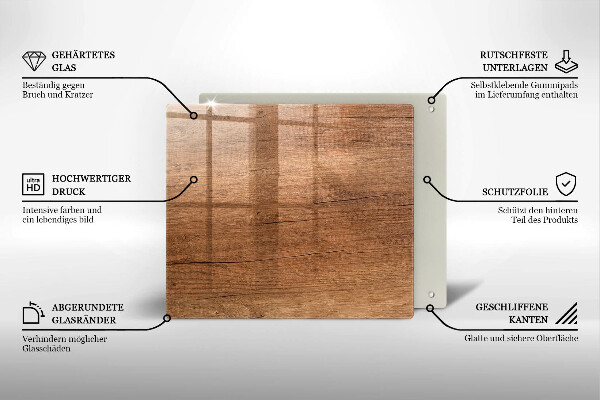 Tűzhelyvédő üveglap Fa textúra