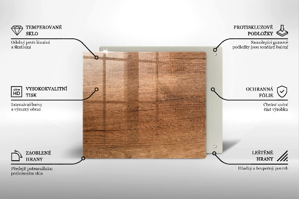 Tűzhelyvédő üveglap Fa textúra