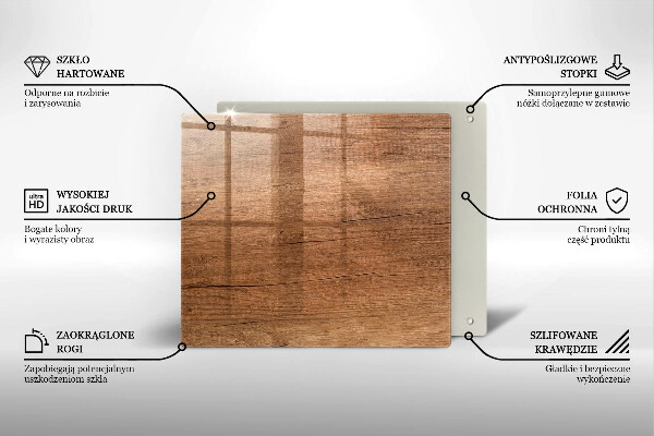 Tűzhelyvédő üveglap Fa textúra