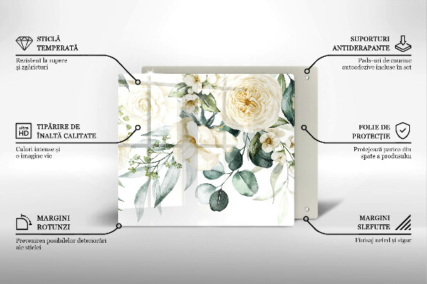 Tűzhelyvédő üveglap Akvarell virágok