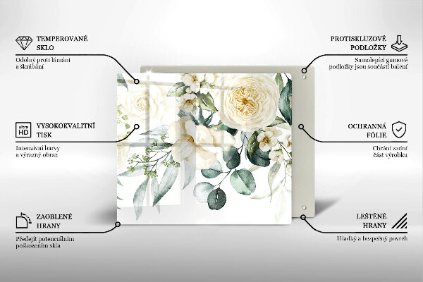 Tűzhelyvédő üveglap Akvarell virágok