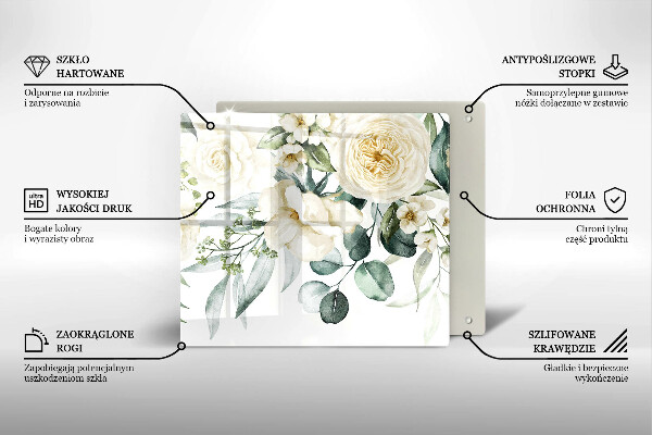 Tűzhelyvédő üveglap Akvarell virágok