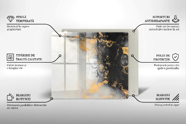 Tűzhelyvédő üveglap Absztrakció arannyal