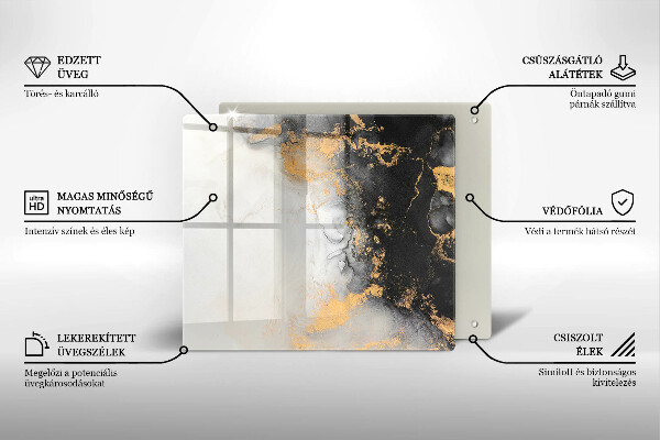 Tűzhelyvédő üveglap Absztrakció arannyal