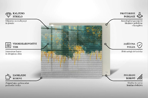 Tűzhelyvédő üveglap Absztrakció arannyal