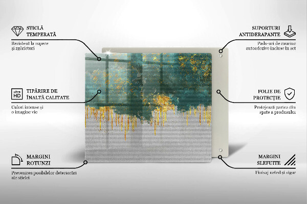 Tűzhelyvédő üveglap Absztrakció arannyal