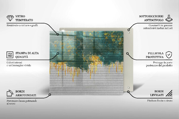 Tűzhelyvédő üveglap Absztrakció arannyal