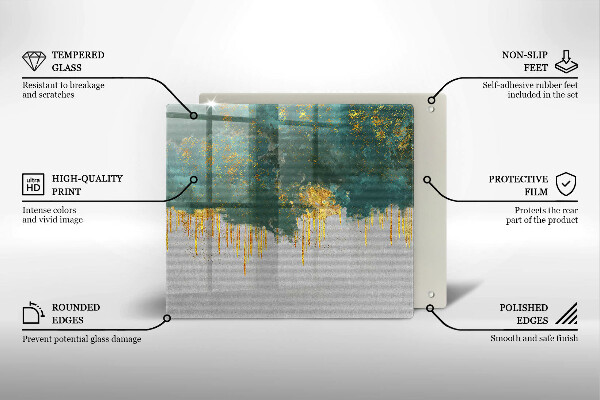 Tűzhelyvédő üveglap Absztrakció arannyal