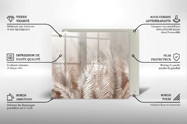 Tűzhelyvédő üveglap Boho növényzet levelei