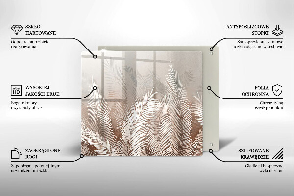 Tűzhelyvédő üveglap Boho növényzet levelei