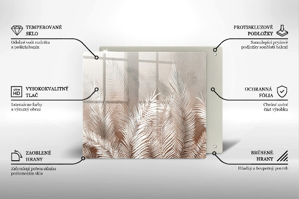 Tűzhelyvédő üveglap Boho növényzet levelei