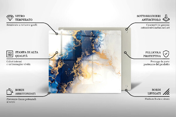 Tűzhelyvédő üveglap Absztrakció kékkel