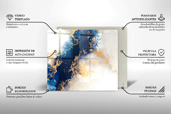 Tűzhelyvédő üveglap Absztrakció kékkel