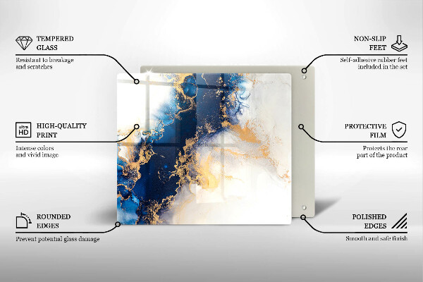 Tűzhelyvédő üveglap Absztrakció kékkel