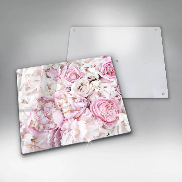 Tűzhelyvédő üveglap Bazsarózsa csokor