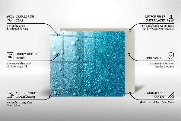 Tűzhelyvédő üveglap Vízcseppek