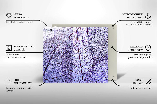 Tűzhelyvédő üveglap Levelek erekkel