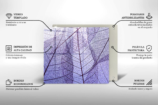 Tűzhelyvédő üveglap Levelek erekkel