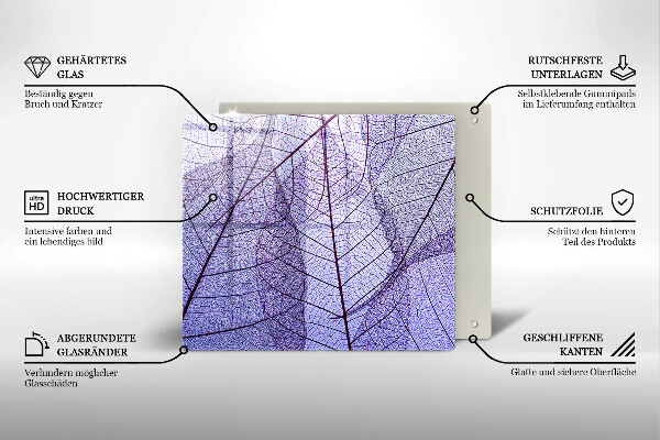 Tűzhelyvédő üveglap Levelek erekkel