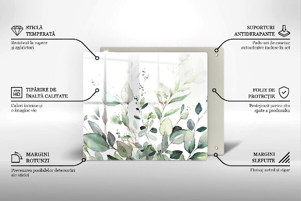 Tűzhelyvédő üveglap Akvarell növények