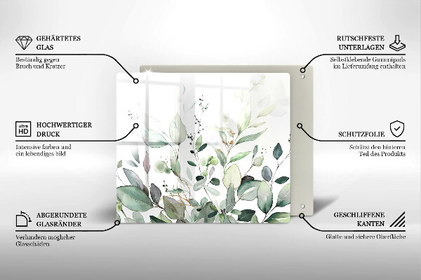 Tűzhelyvédő üveglap Akvarell növények