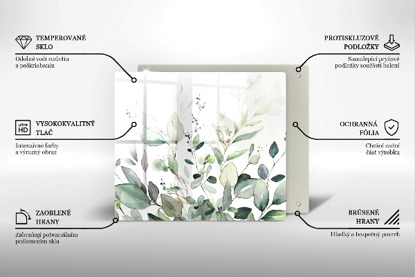 Tűzhelyvédő üveglap Akvarell növények