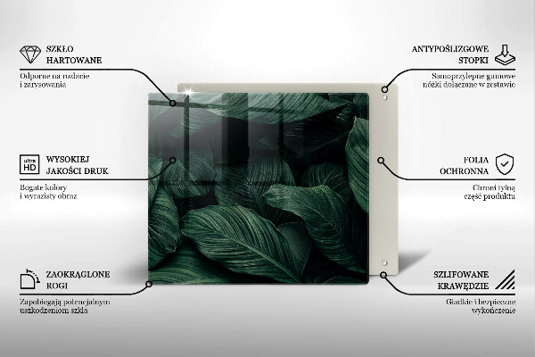 Tűzhelyvédő üveglap Sötét levelek